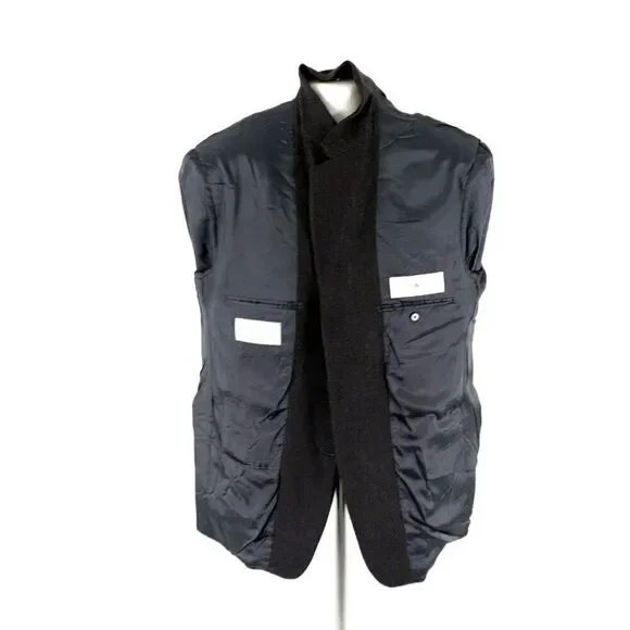Joseph‎ Abboud Soft Tweed Wool Blue Black Tan Check 3 Button Sport Coat 44R